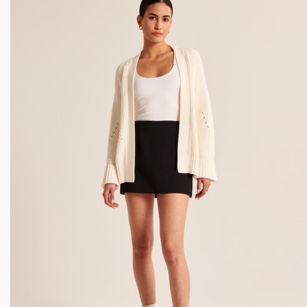 Abercrombie & Fitch Easy Long Length Cardigan in Off White